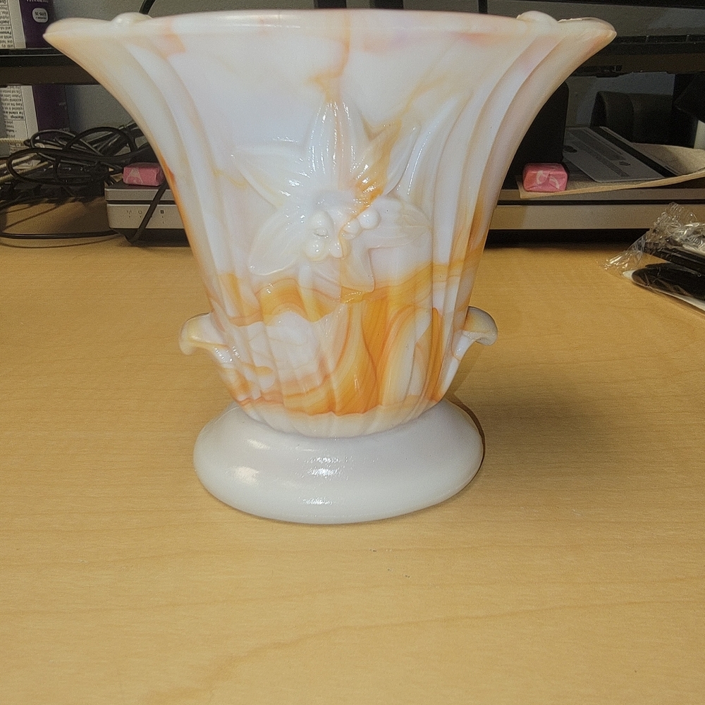 Orange slag vase